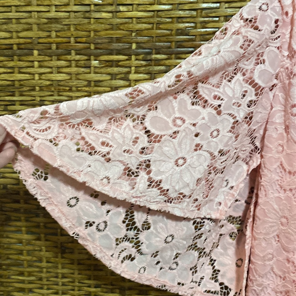 NWT Investments Lined pink lace blouse top 1x - Picture 2 of 5